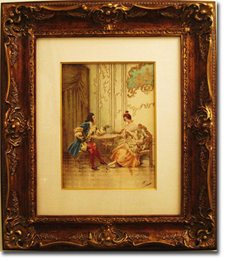 Giuseppe Aureli, 'Flirtation', Watercolor on Paper