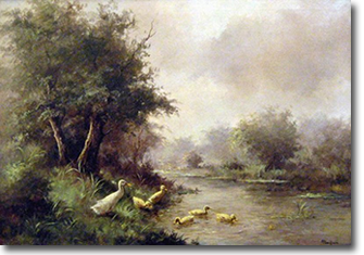Hendrik Breedveld, 'Ducks and Duckilings in the River', Oil on Canvas