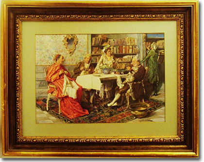 Augusto Daini, 'Cardinal and Company', Watercolor on Paper