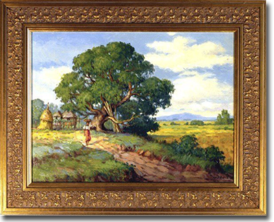Miguel Galvez Y. Geronimo, 'Village Road', Oil on Canvas