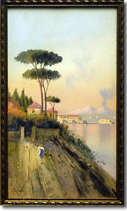 Guglielmo Giusti, 'Il Golfo Di Napoli', Gouache on Board