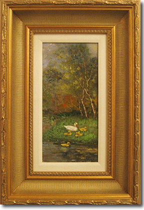 Franciscus Willem (Frans) Helfferich, 'Mother Duck and Ducklings', Oil on Board