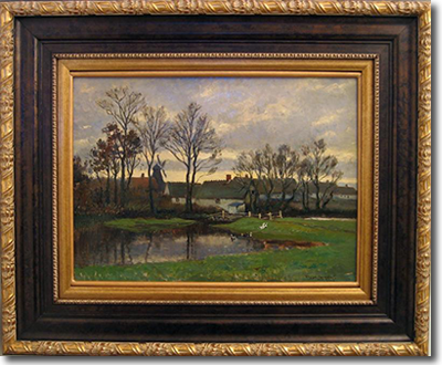 Olaf Viggo Peter Langer, 'Village Pond', Oil on Canvas