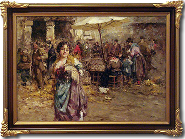 Giuseppe Pitto, 'A Market Beauty', (1875) Oil on Canvas
