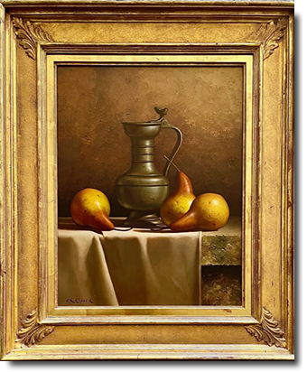Loran Speck, 'Pewter and Pears', Oil on Board
