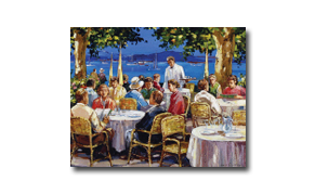 David Chandler, 'Riverside Cafe', Oil on Canvas